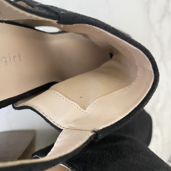 Steve Madden Girl Sandals Sz 10M Black‎ Microsuede Slingback Peep Square Toe - Picture 12 of 16